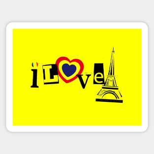 I Love Paris Eiffel Tower By Abby Anime(c) Sticker